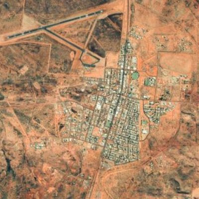 An aerial map showing the town of Tennant Creek, Northern Territory. 